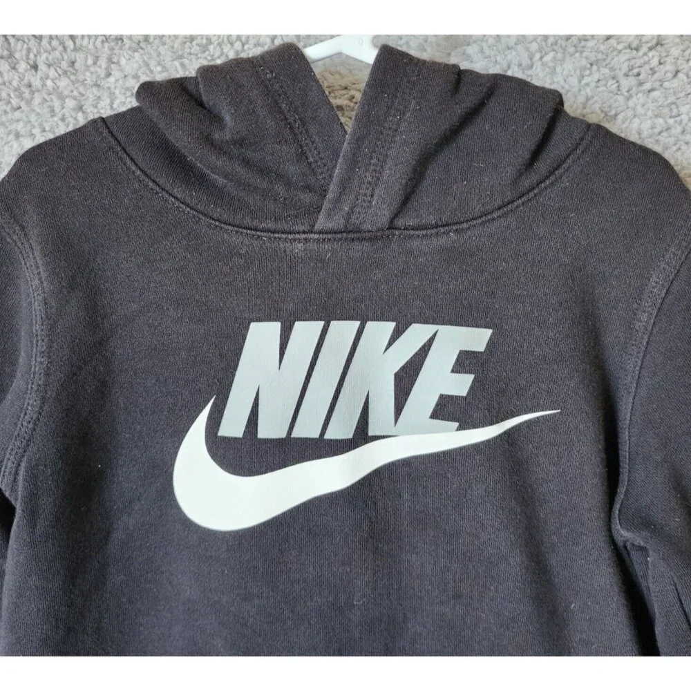 Nike Black Swoosh Logo Kangaroo Pocket Basic‎ Pullover Hoodie Youth Size Large 7